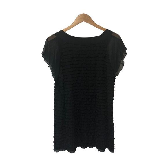 New Directions Women Ruffle and Sheer Sleeve Size 2XL XXL Black - Picture 2 of 3